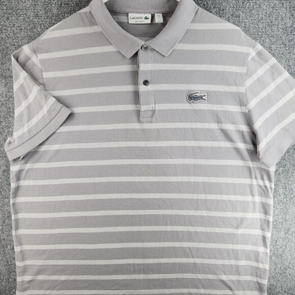 Lacoste Striped Gray Size 3XL (8) Polo Shirt Regular Fit Short Sleeve Peru - Picture 2 of 16